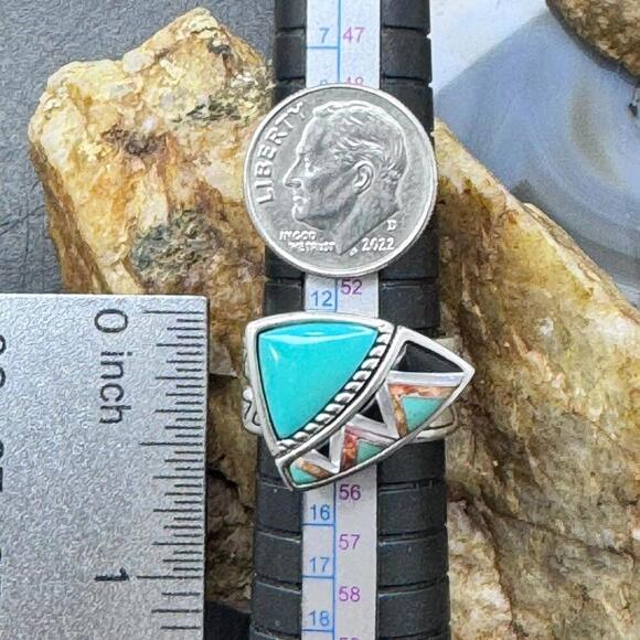 Carolyn Pollack Sterling Turquoise & Multistone Inlay Stackable Rings For Women - Picture 9 of 10
